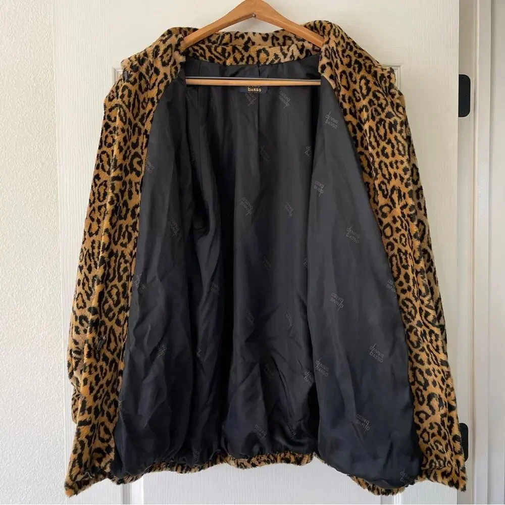 Dennis Basso Leopard Print Faux Fur Coat 1X Vintage Animal Print Mob Wife Style